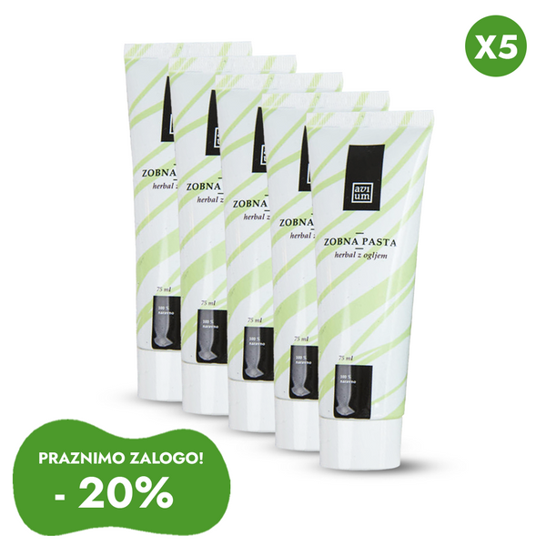Balenie 4+1 zdarma Bylinná zubná pasta s aktívnym uhlím